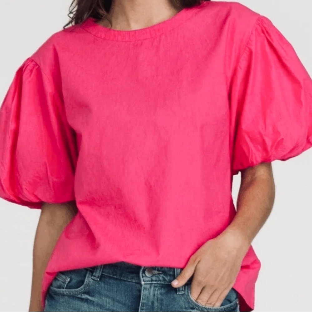 Olivia James the Label Annie Pink Puff Sleeve Top
